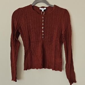 RIHOAS Rich Brown/Red Button-Down Shirt